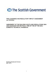 Final Business and Regulatory Impact Assessment: Amendment of the Building (Scotland) Regulations 2004 and guidance for Section 2: Fire of the non-domestic technical handbook. SSI 2013/143