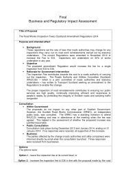 Final Business and Regulatory Impact Assessment for the Road Works (Inspection Fees) (Scotland) Amendment Regulations 2014. SSI 2014/56