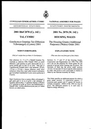Housing Grants (Additional Purposes) (Wales) Order 2001. (W.142)
