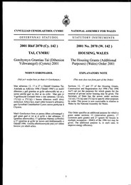 Housing Grants (Additional Purposes) (Wales) Order 2001. (W.142)