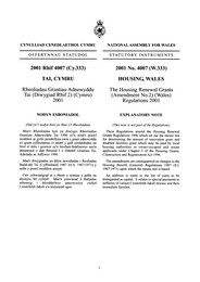 Housing Renewal Grants (Amendment No.2) (Wales) Regulations 2001. (W.333)