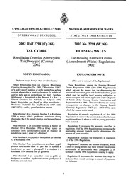 Housing Renewal Grants (Amendment) (Wales) Regulations 2002. (W.266)