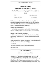 Welsh Development Agency (Derelict Land) Order 2004. (W.90)