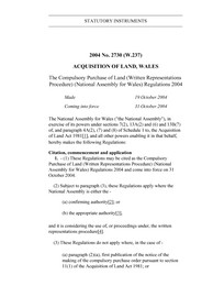 Compulsory Purchase of Land (Written Representations Procedure) (National Assembly for Wales) Regulations 2004. (W.237)
