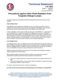 Precautions against ultra violet radiation from tungsten halogen lamps