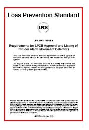 Requirements for LPCB approval and listing of intruder alarm movement detectors. Issue 1 dated 27/09/2005