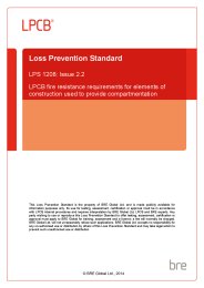 LPCB Fire resistance requirements for elements of construction used to provide compartmentation. Issue 2.2 dated Jan 2014