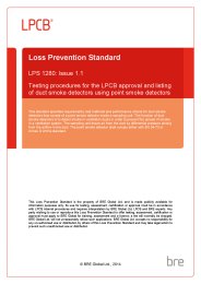 Testing procedures for the LPCB approval and listing of duct smoke detectors using point smoke detectors. Issue 1.1 dated Jan 2014