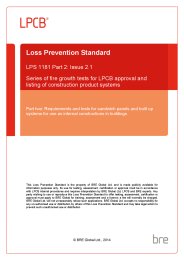 Series of fire growth tests for LPCB approval and listing of construction product systems. Part 2: Requirements and tests for sandwich panels and built up systems for use as internal constructions in buildings. Issue 2.1