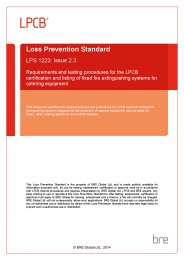 Requirements and testing procedures for the LPCB certification and listing of fixed fire extinguishing systems for catering equipment. Issue 2.3