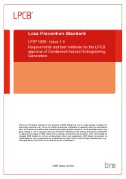 Requirements and test methods for the LPCB approval of condensed aerosol extinguishing generators. Issue 1.0 dated June 2021