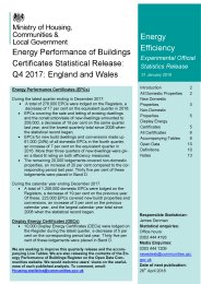 Energy performance of buildings certificates statistical release: Q4 2017: England and Wales