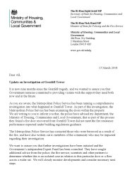Update on investigation at Grenfell Tower