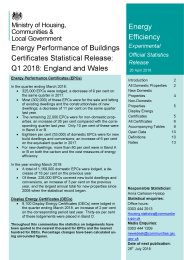 Energy performance of buildings certificates statistical release: Q1 2018: England and Wales