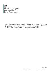 Guidance on the New Towns Act 1981 (Local Authority Oversight) Regulations 2018