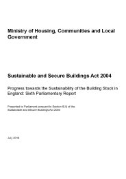 Sustainable and Secure Buildings Act 2004. Progress towards the sustainability of the building stock in England: sixth parliamentary report