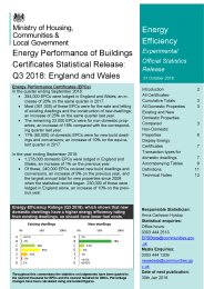 Energy performance of buildings certificates statistical release: Q3 2018: England and Wales