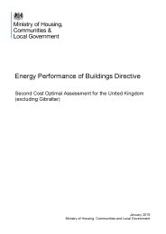 Energy performance of buildings directive. Second cost optimal assessment for the United Kingdom (excluding Gibraltar)