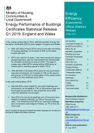 Energy performance of buildings certificates statistical release: Q1 2019: England and Wales