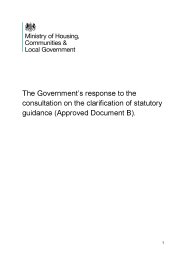 Government's response to the consultation on the clarification of statutory guidance (Approved Document B)