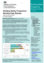 Building safety programme: monthly data release. 11 July 2019. Data as at 30 June 2019. Coverage: England