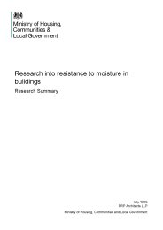 Research into resistance to moisture in buildings. Research summary