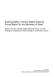 Building safety: Industry safety steering group report for the Secretary of State. Report from the Industry Safety Steering Group, on their findings on progress of culture change in construction sector