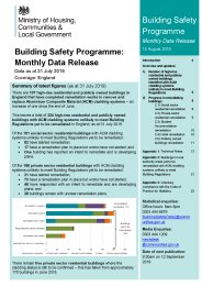 Building safety programme: monthly data release. 15 August 2019. Data as at 31 July 2019. Coverage: England