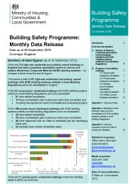 Building safety programme: monthly data release. 10 October 2019. Data as at 30 September 2019. Coverage: England