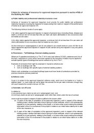 Approved inspector criteria: criteria for schemes of insurance for approved inspectors pursuant to section 47(6) of the Building Act 1984