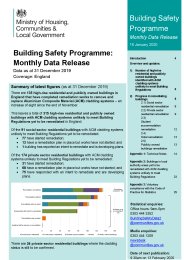 Building safety programme: monthly data release. 16 January 2020. Data as at 31 December 2019. Coverage: England