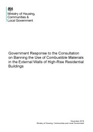 Government response to the consultation on banning the use of combustible materials in the external walls of high-rise residential buildings
