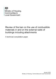 Review of the ban on the use of combustible materials in and on the external walls of buildings including attachments. A technical consultation paper