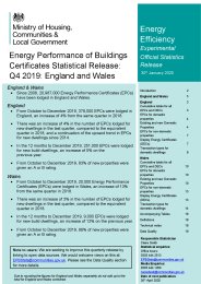 Energy performance of buildings certificates statistical release: Q4 2019: England and Wales