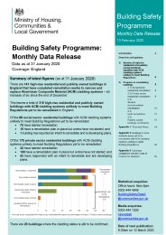 Building safety programme: monthly data release. 13 February 2020. Data as at 31 January 2020. Coverage: England