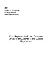 Final report of the expert group on structure of guidance to the building regulations