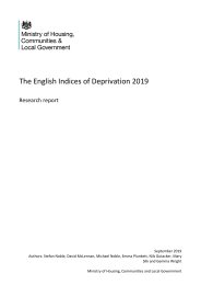 English indices of deprivation 2019 - research report