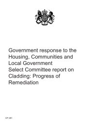 Government response to the Housing, Communities and Local Government Select Committee report Cladding: progress of remediation