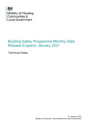 Building safety programme monthly data release England: 31 January 2021. Technical notes