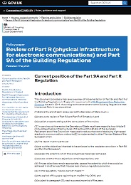 Review of Part R (physical infrastructure for electronic communications) and Part 9A of the Building Regulations