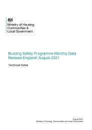Building safety programme monthly data release England: August 2021. Technical notes