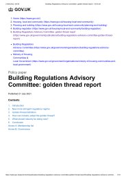 Building Regulations Advisory Committee: golden thread report