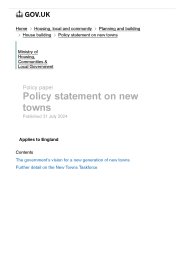 Policy statement on new towns