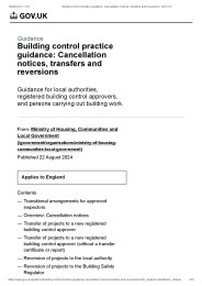 Building control practice guidance: cancellation notices, transfers and reversions