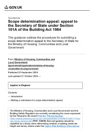 Scope determination appeal: appeal to the Secretary of State under Section 101A of the Building Act 1984