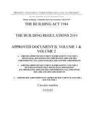 Building Act 1984. Building Regulations 2010. Approved Document B, volume 1 & volume 2. Amends Approved Document B (Fire safety) volume 1: Dwellings, 2019 edition incorporating 2020 and 2022 amendment collated with 2025, 2026 and 2029 amendments (title continued in document history)