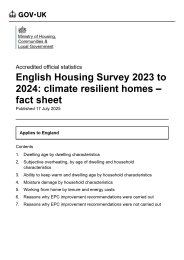 English Housing Survey 2023 to 2024: climate resilient homes