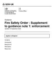 Fire Safety Order - supplement to guidance note 1: enforcement