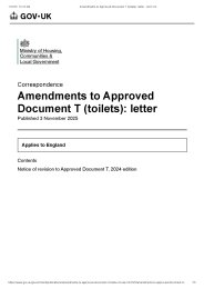 Amendments to Approved Document T (toilets): letter