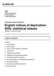 English indices of deprivation 2025: statistical release